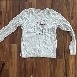White Cat Graphic Long Sleeve Shirt